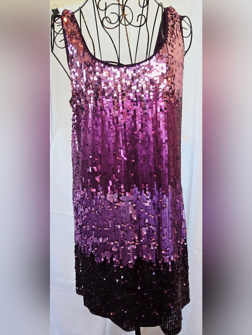 Express Purple and Pink Sequin Party Tank Sz L - Picture 2 of 4
